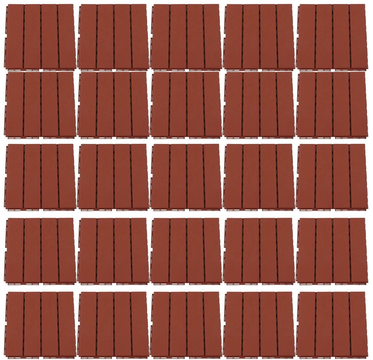 Kunststof Terrastegels - Vergrendelende Tegels - Buiten Vloeren - Snel Vergrendelingssysteem - 30 stuks - Bruin