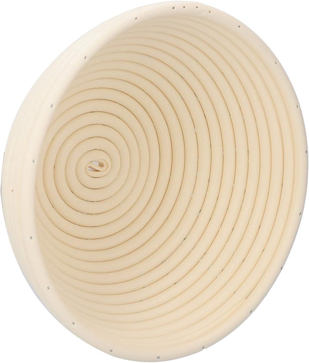 Broodrijsmand - Rijsmand Brood Deegmand - Zuurdesem Bakken - Handgeweven Plastic - 20 x 8 CM - Gebroken Wit