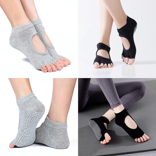 - Yoga Sokken - Anti-slip - Ademend en Comfortabel - Zwart - Geschikt voor Pilates en Dans - 3 Paar - Maat 34-39 — afbeelding 4