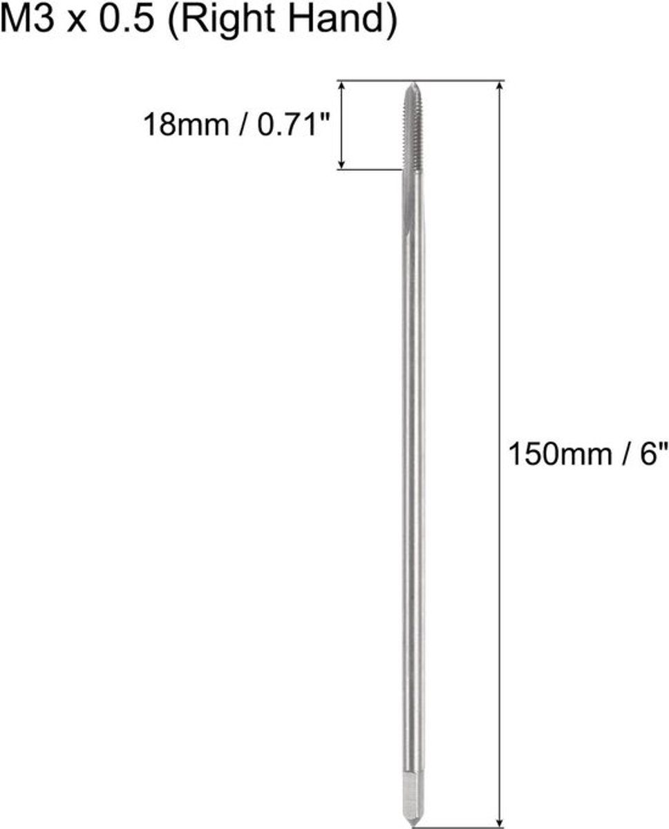 Schroefdraadboor 0,5 mm, 150 mm lang, H2, reparatiegereedschap.