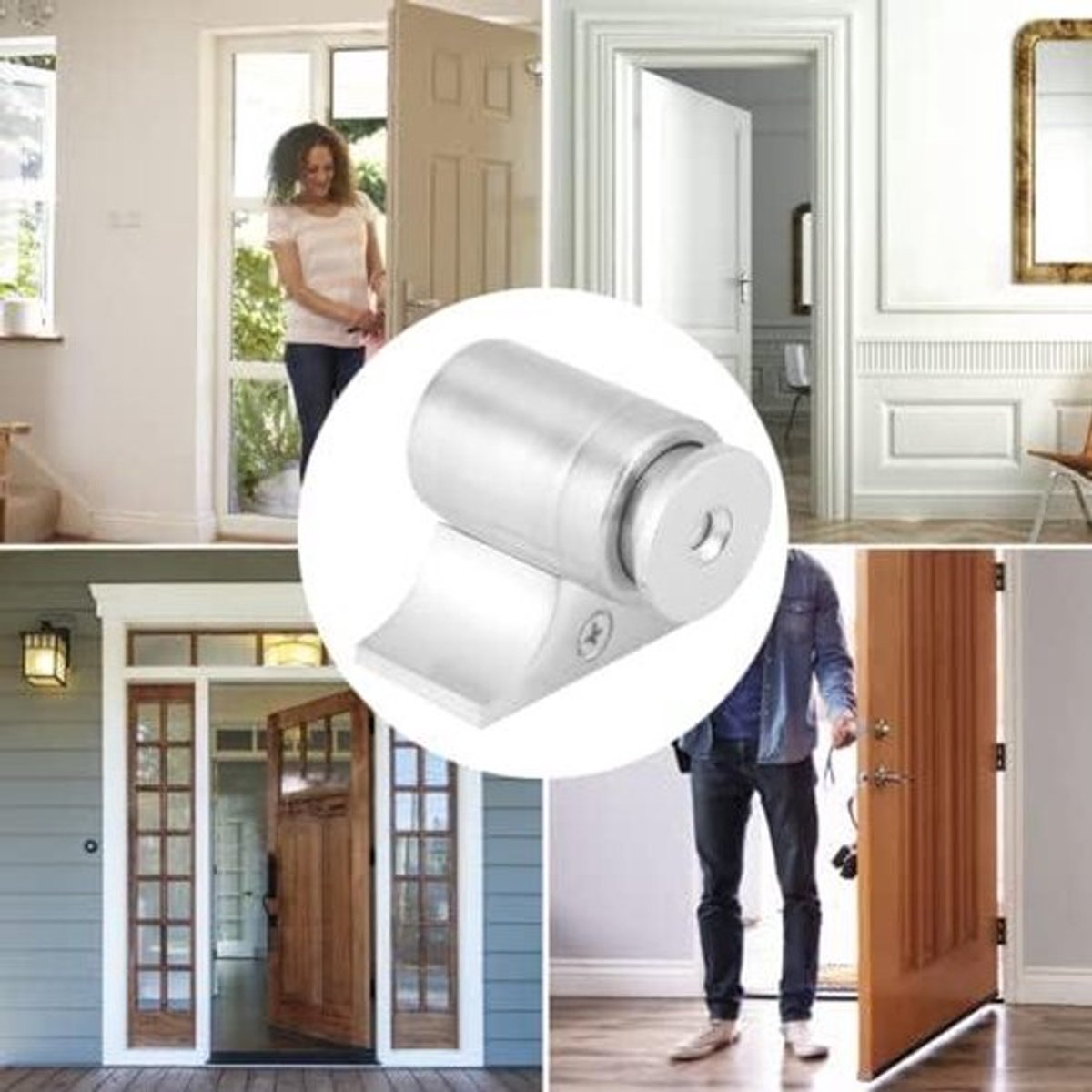 Magnetische Deurstopper van Roestvrij Staal voor Geruisloze Deurbevestiging aan Wand of Vloer - Hoogwaardig en Geborsteld Design