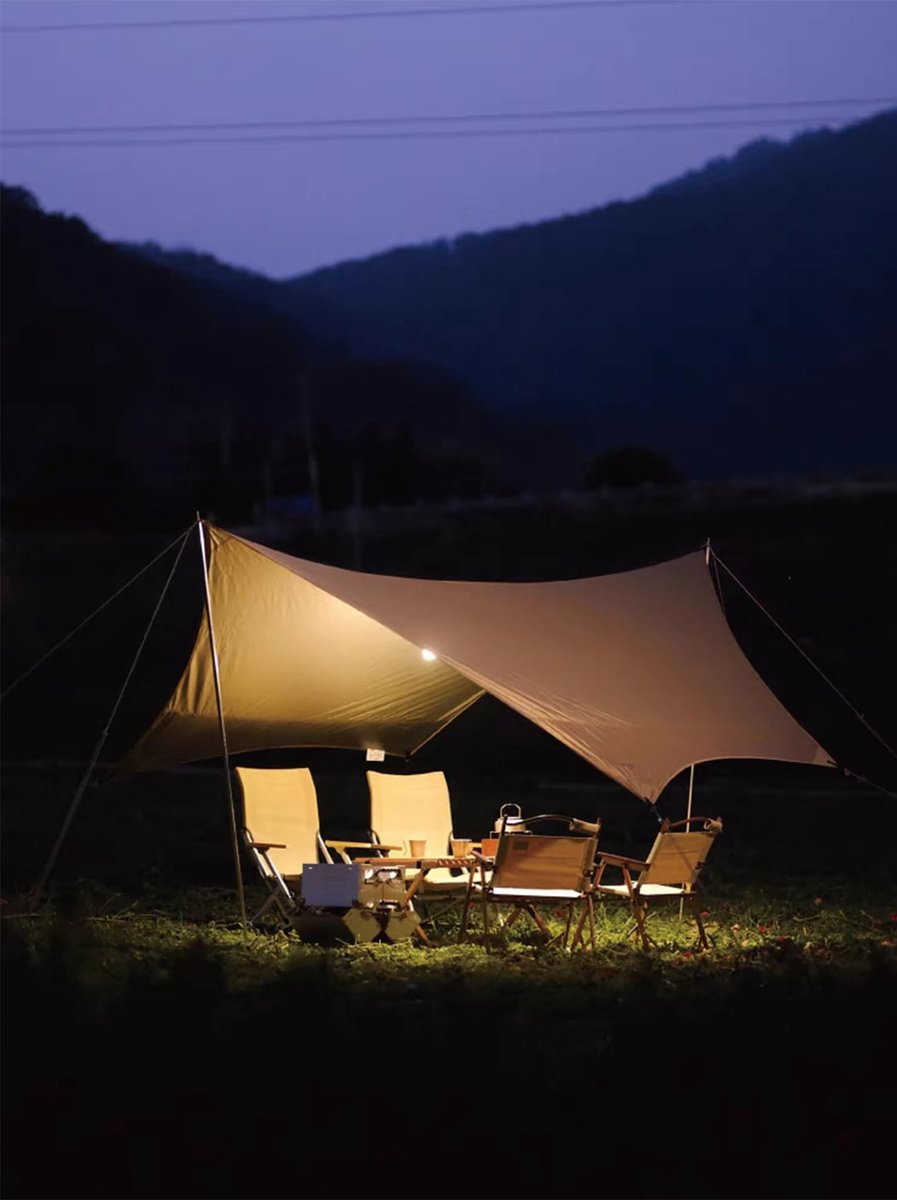 SnelShoppen - 4.5x4.5m Grote Camping Tarp Tent Ultralight Waterdichte Multifunctionele Luifel Zeshoek Dekzeil Onderdak voor Auto Bushcraft Hangmat Bac