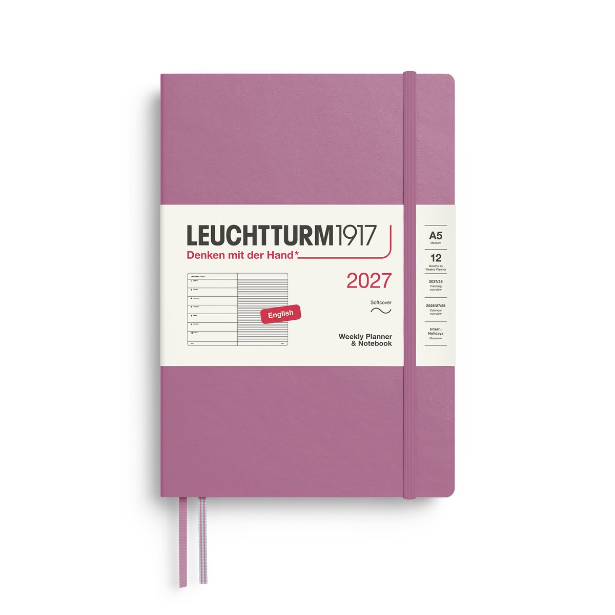 Leuchtturm1917 - 2027 Weekly Planner & Notebook - Medium - dusty rose - softcover