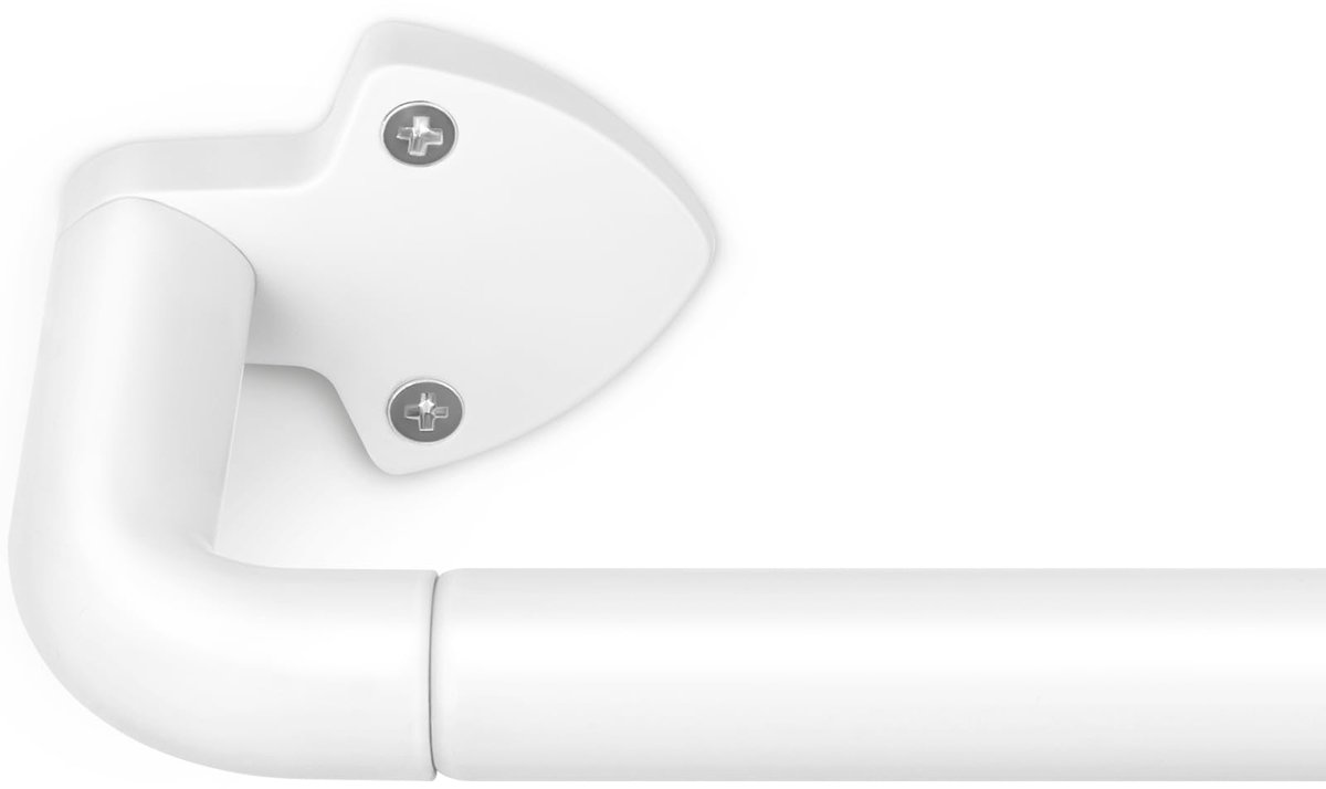SnelShoppen - DEFYNEE Gordijnroede wit met gebogen design, uittrekbaar van 81-218 cm, Ø 19 mm, telescoopsegment, wrap around voor optimale verduisteri
