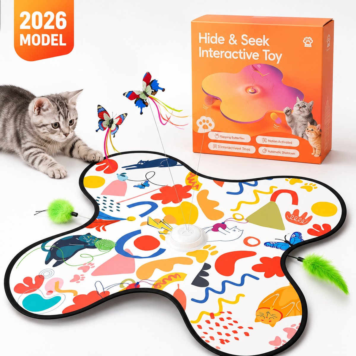 Kattenspeelgoed - Interactief Kattenspeelgoed – Hide & Seek – Bewegende Muis – Automatisch Speelgoed voor Katten - Nassauproducts