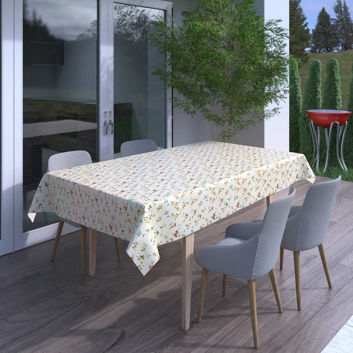 SnelShoppen - Klassiek Blümchen Tafelzeil Tafelkleed Afwasbaar ROND OVAAL VIERKANT, Maat Keuze (Rond 140 cm) voor Tuin, Feest, Keuken en Camping