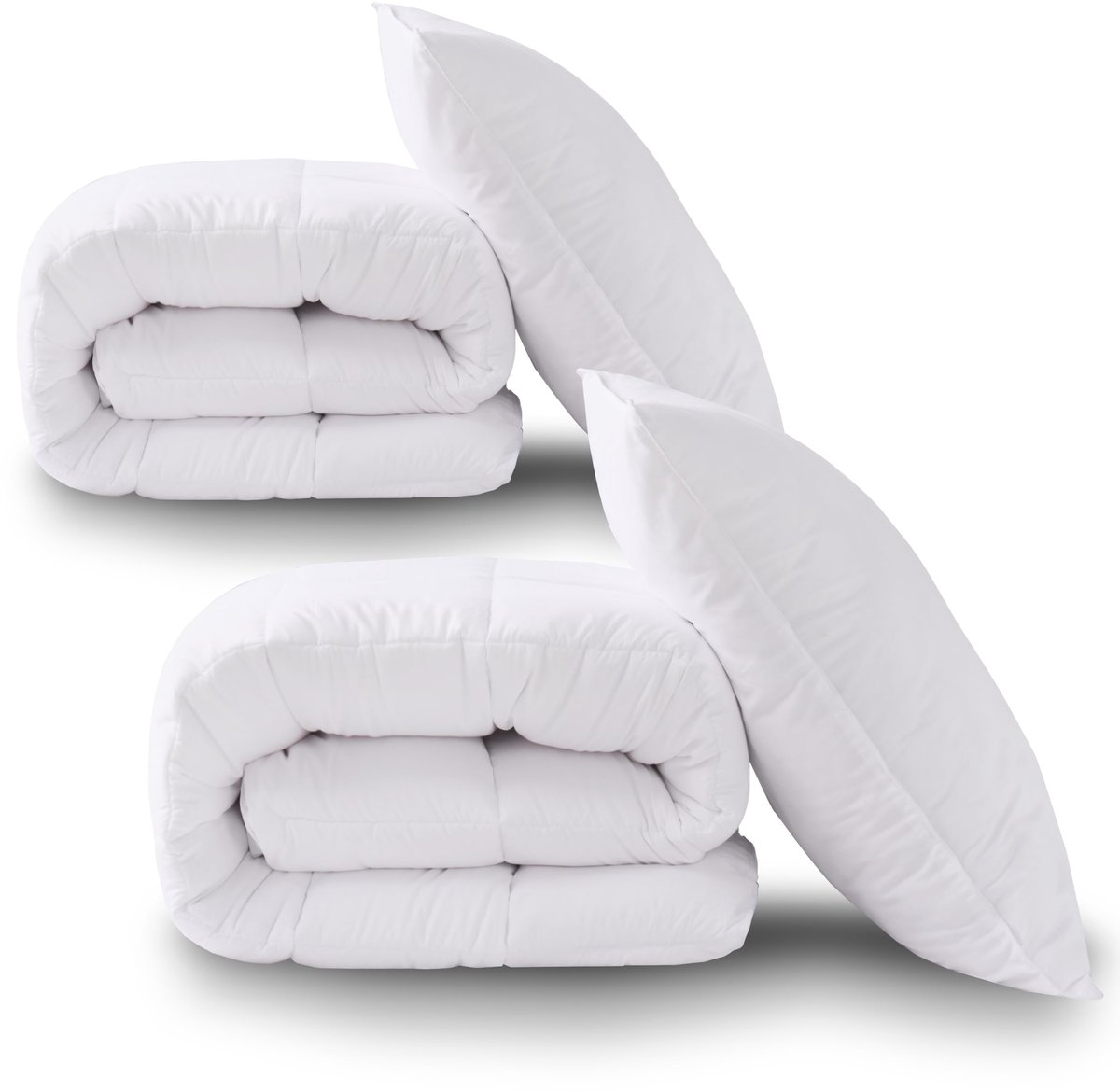 SnelShoppen - HIG Dekbed Set van 2, 135 x 200 cm, 250 g/m² Microvezelvulling, Inclusief 2 Kussens 80 x 80 cm, Oeko-Tex Gecertificeerd, Knuffelzacht, W