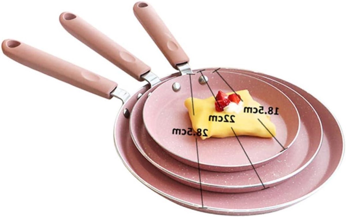 Omeletpan Koekenpan - Koekenpan met anti-aanbaklaag - Ontbijt Maken - Gelijkmatige Warmtegeleiding - 6 8 en 10 inch - Roze