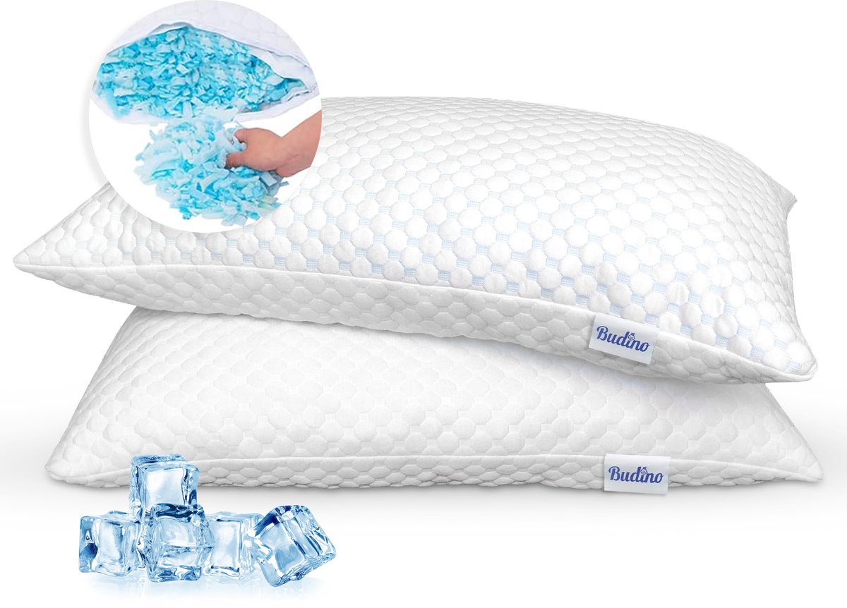 Budino® Perfect Fit Aanpasbaar Traagschuim Hoofdkussen - Ergonomisch Kussen - Nekklachten - Zijslaper - Rugslaper - Slaapkussen - Zacht/Medium