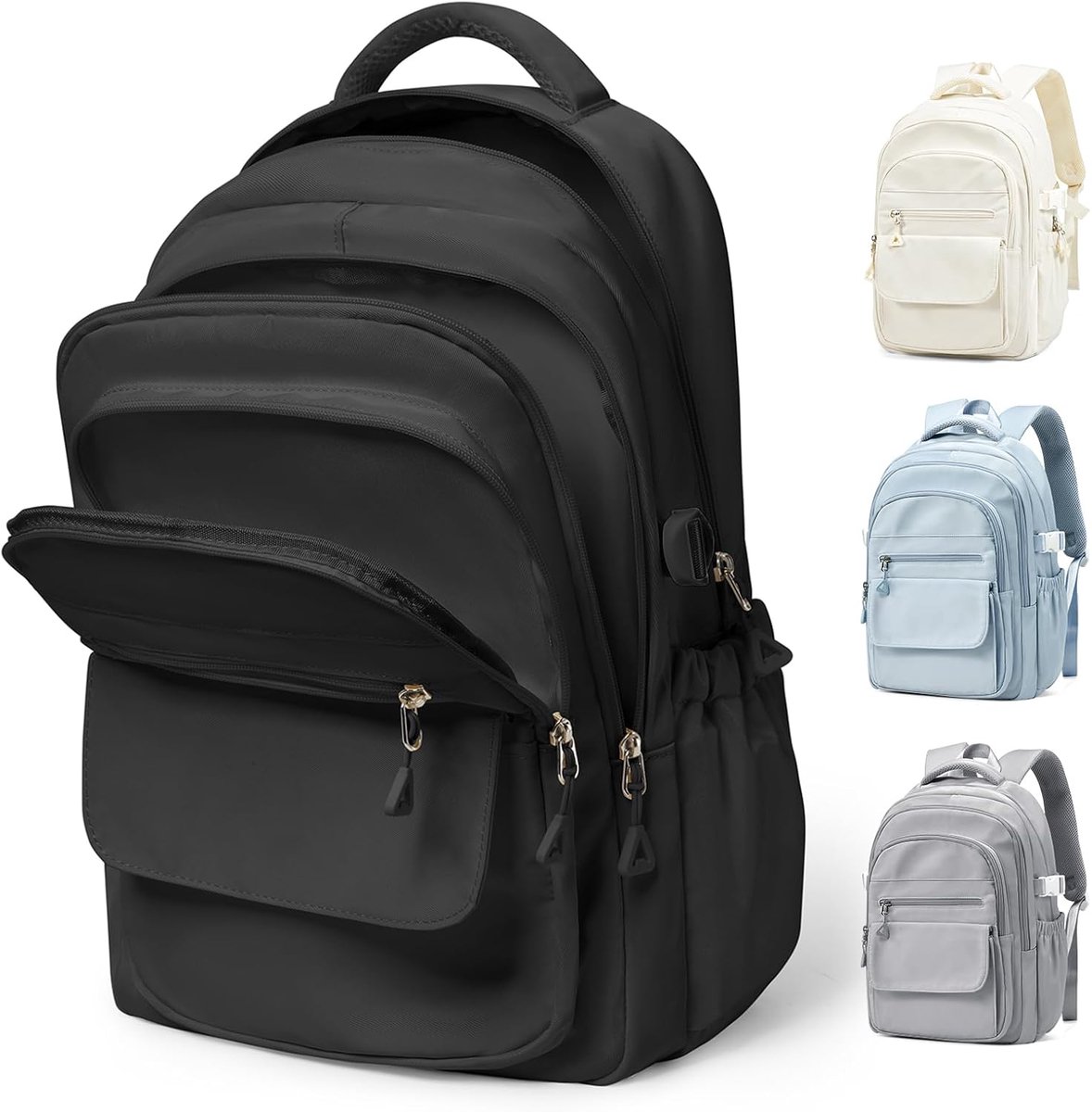 Bobypet - Rugzak - Grote schoolrugzak voor tieners - rugzak voor mannen en vrouwen met laptopvak, waterdichte schoolrugzak met veel vakken（zwart）