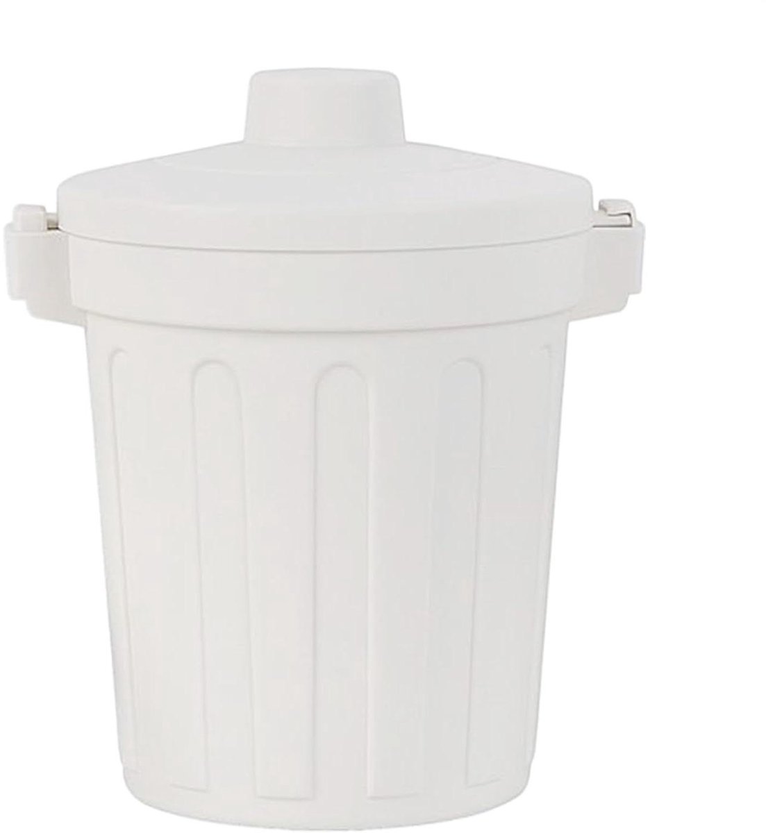 Prullenbak Bureau - Afvalbak Mini - Afval Beheren - Stabiele Niet-Rolbare Basis - 20x13x13 cm - Wit
