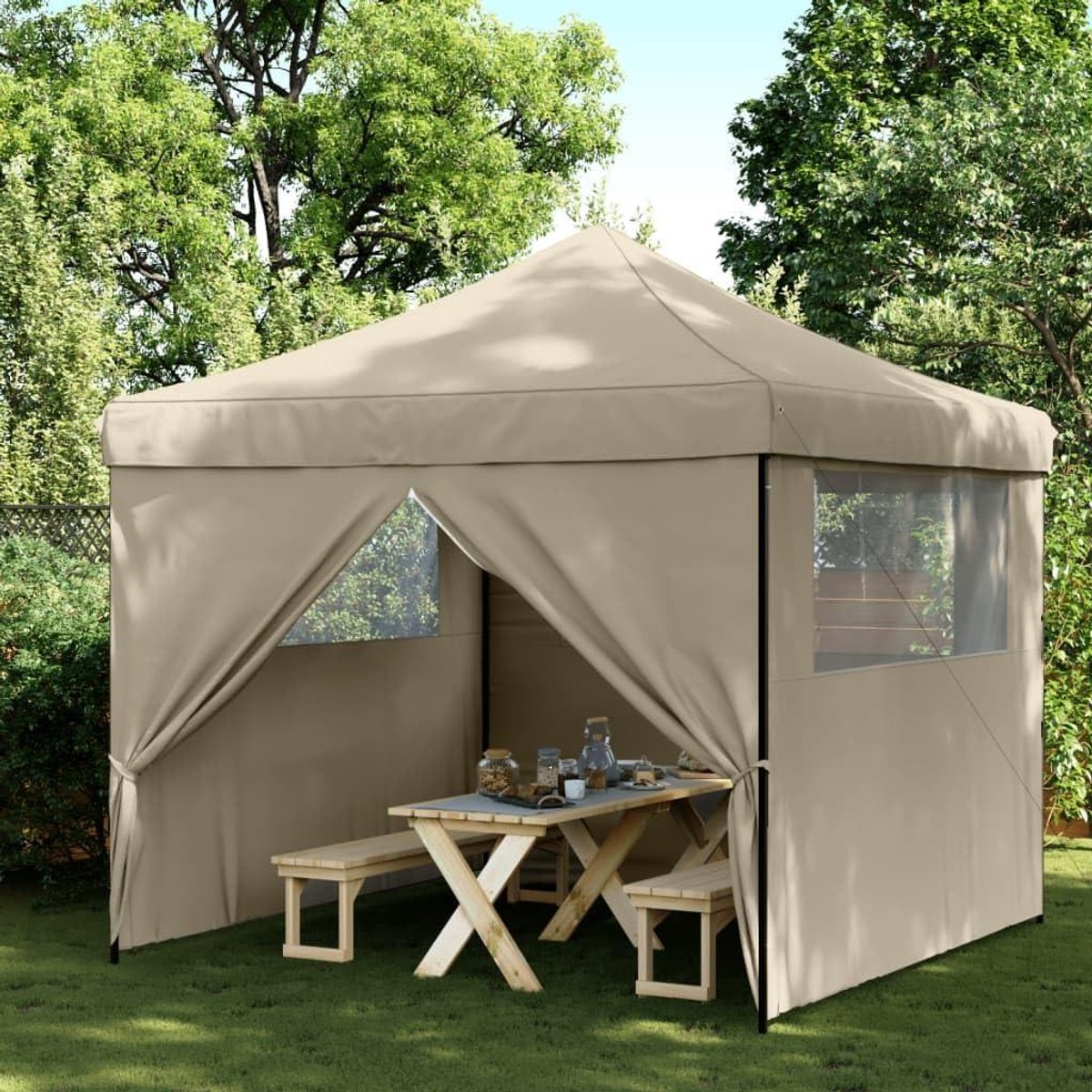 Pop-up Partytent - Opvouwbare Tent Feesttent - Buitenfeesten Organiseren - Snel Opzetbaar Ontwerp - 315 x 292 cm - Taupe