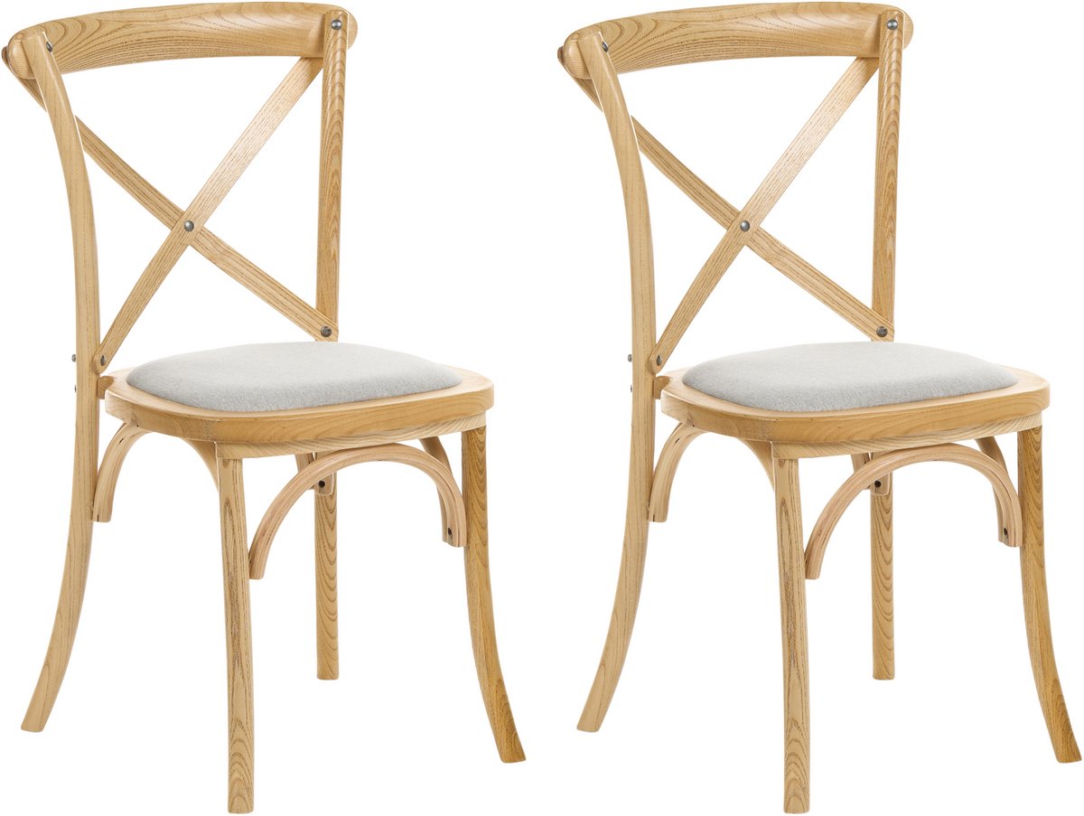 LYONS - Eetkamerstoel set van 2 - Lichtbruin/Beige - Stof