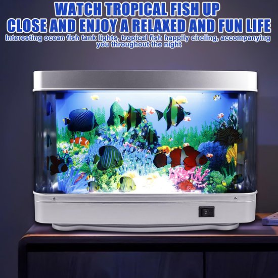 SnelShoppen - LED Aquariumlamp - Decoratief Nachtlampje voor Woonkamer, Kantoor en Slaapkamer - Klein Kunstaquarium met Europese Stekker - Landschapsl van snelshoppen — afbeelding 3