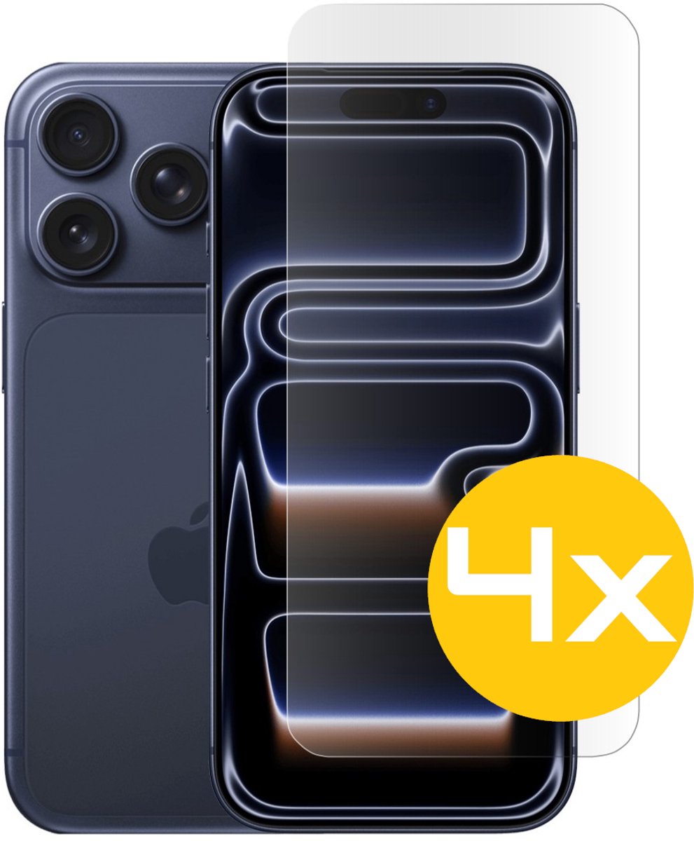 Screenprotector Geschikt Voor iPhone 17 Pro - Glasplaat - Tempered Glass - 4 Stuks