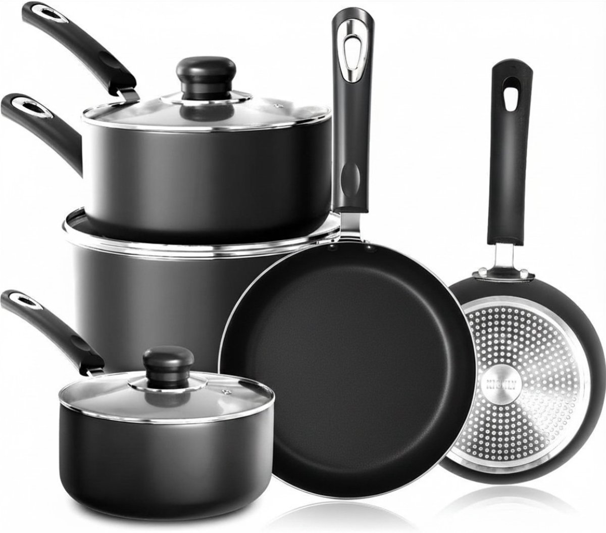 NIVA® Pannenset Inductie - Pannenset - Inductie Pannen - Zwart - 52cm x 34cm x 20cm