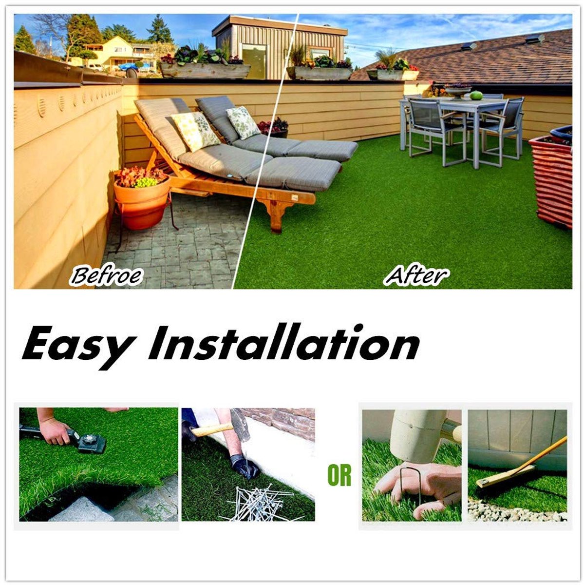 SnelShoppen - Kunstgras Tapijt 3FTx10FT - 0,7 inch Synthetisch Gazon voor Indoor/Outdoor Gebruik - Eenvoudige Installatie, Huisdierenvriendelijk, Met