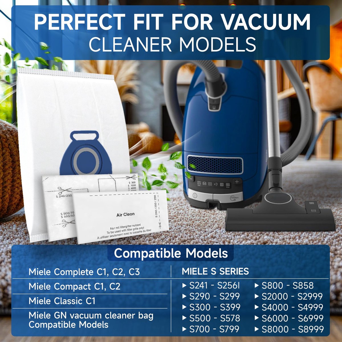 SnelShoppen - 20 Stuks Stofzuigerzakken Compatibel met Miele Complete C3/C2/Classic C1/S2/S4/S5/S6/S8 3D Efficiency GN - Inclusief 5 Motorbescherminge