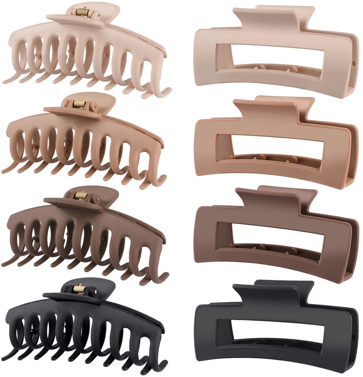 Grote Haarklem voor Vrouwen - 4.3 Inch - Geschikt voor Dun - Dik en Krullend Haar - Matte Bananenclips - Sterke Grip - Neutrale Kleuren