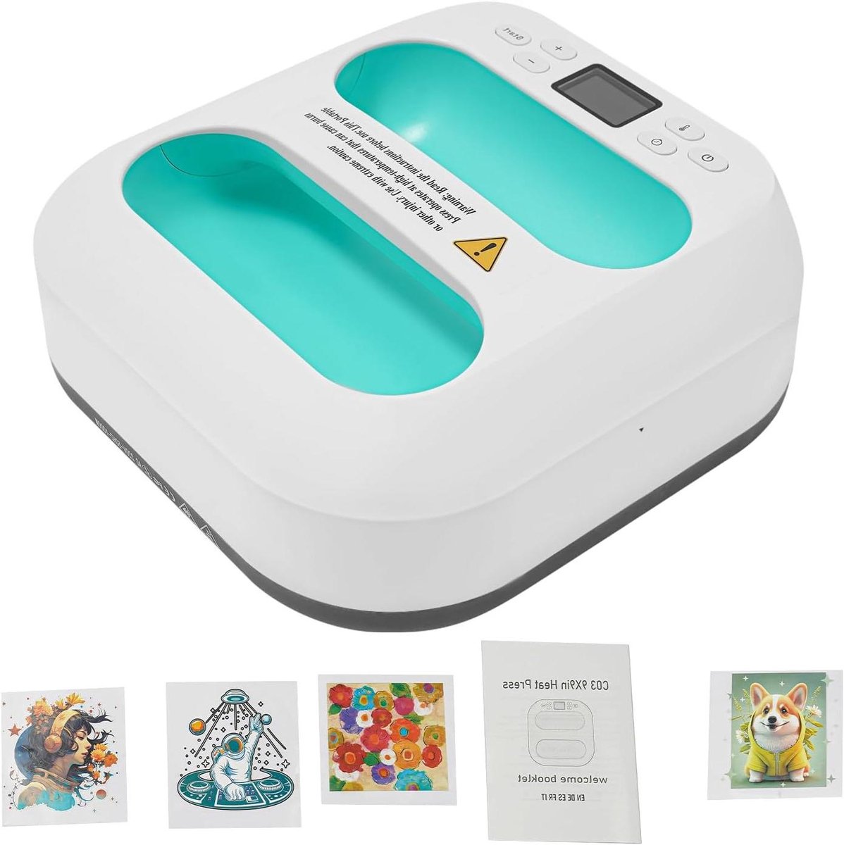 Mini Transferpers - Hittepers Plotter - T-shirts Bedrukken - Keramisch Gecoate Plaat - 23 x 23 cm - Wit Groen