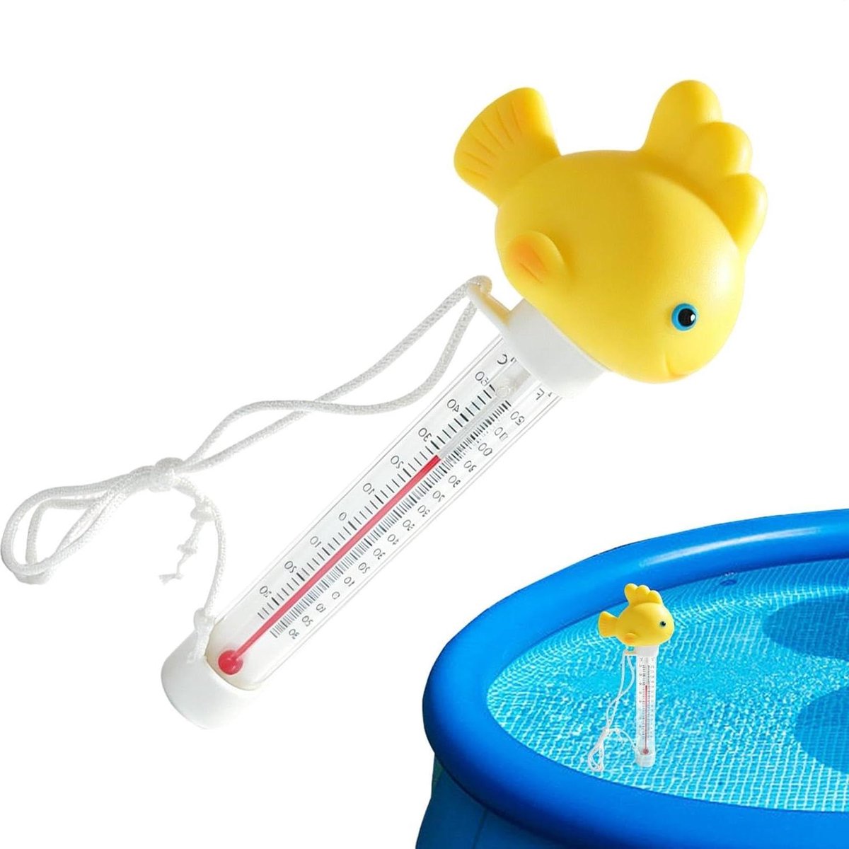 Drijvende Zwembad Thermometer - Water Meet Instrument - Water Temperatuur Meten - Duidelijk Afleesbaar Scherm - 19 Centimeters - Veelkleurig