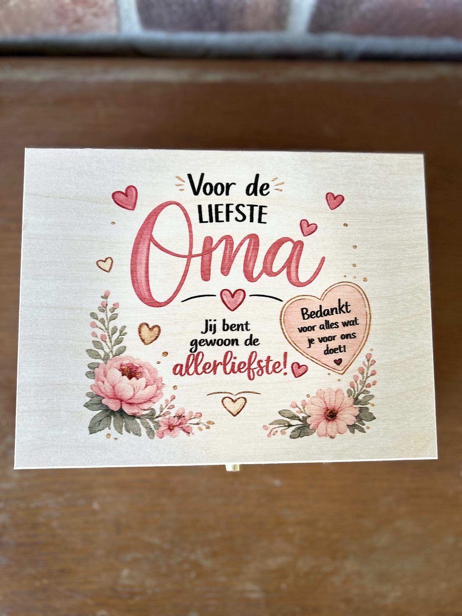 Creaties van hier - Theedoos 2 vaks met opdruk Oma