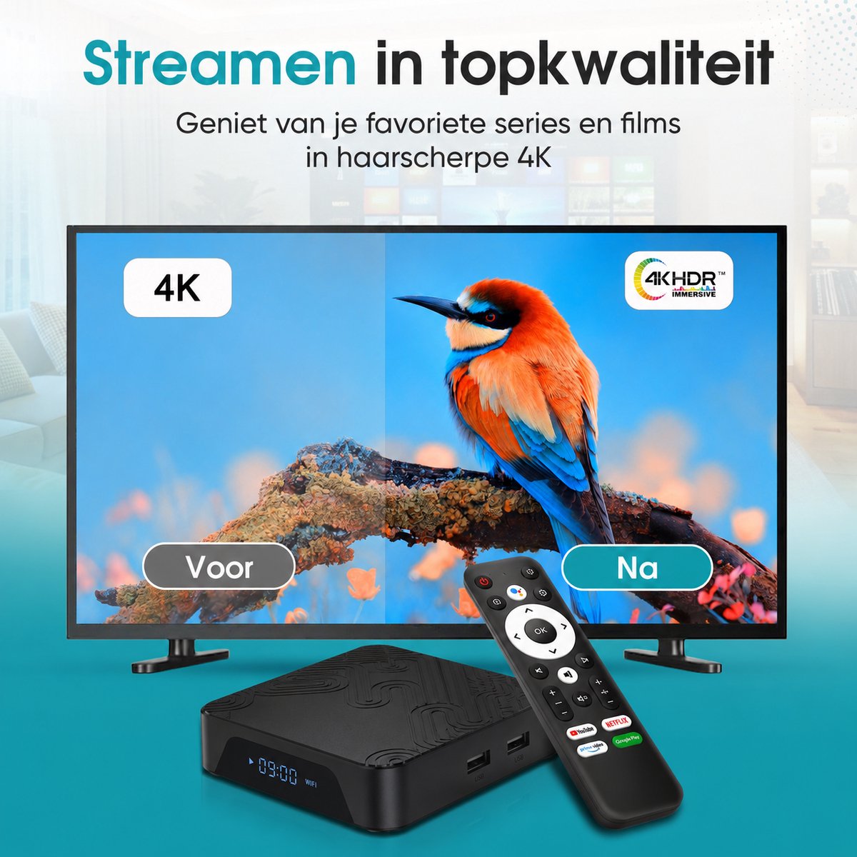 Tibagoods Mediaplayer - Android TV Box 4K HDR - Geschikt voor chromecast streaming - Mediabox - Tv Dongel - Streaming box met wifi - Creëer je SMART TV - Geschikt voor alle soorten streaming apps — cadeau in Elektronica - foto 6