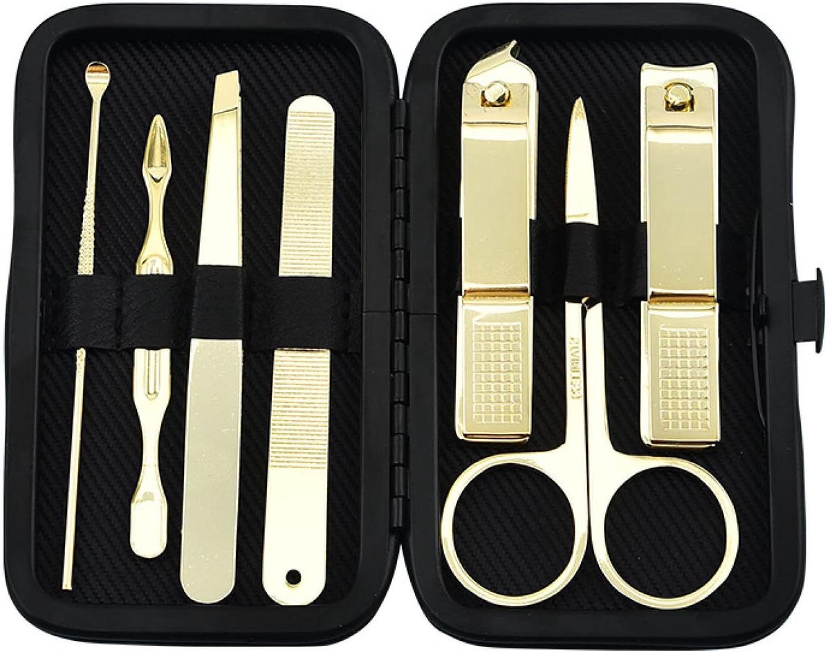 Manicure Tools Set - Nagelverzorging Set - Persoonlijke Verzorging - Roestvrij Staal - 7-Delig - Goud