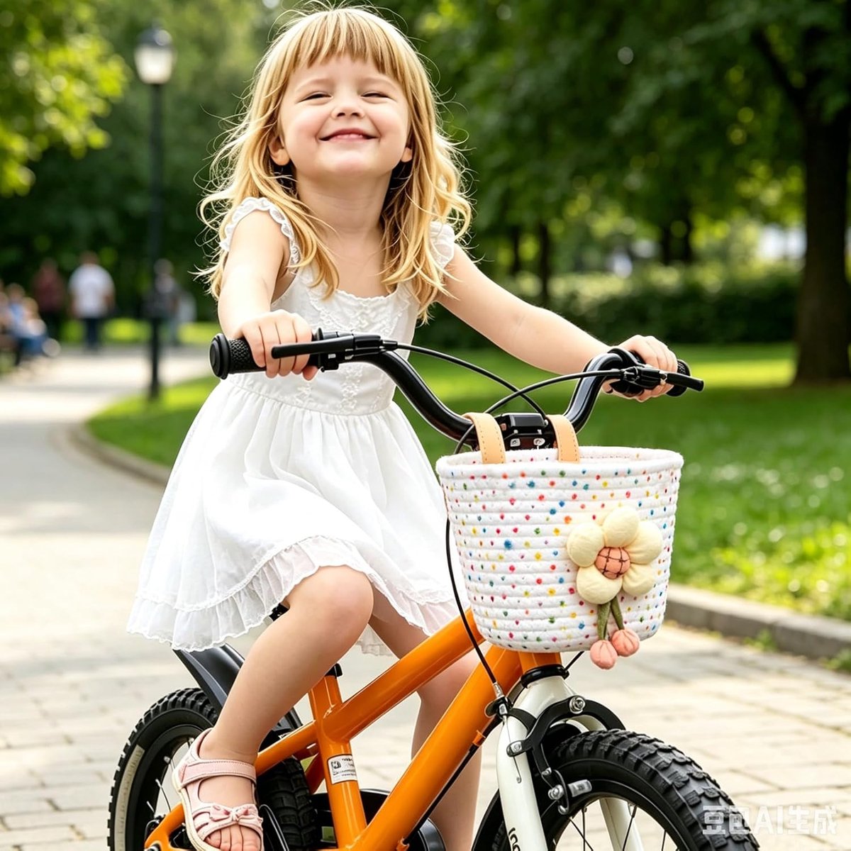 Fietsmand Kinderen - Fietsmand Meisjes - Fietsen en Opbergen - Handgemaakt Katoen Touw - 155x195x145 cm - Wit