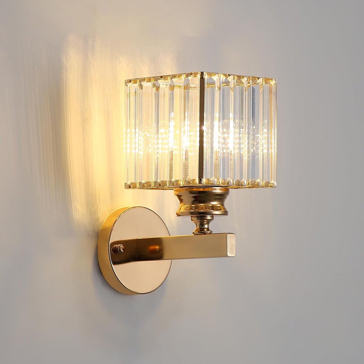 KZQ Retro Kristal Wandlamp Plafondlamp - E27 Fitting - Modern Goud Vierkant - Voor Slaapkamer Woonkamer Hal - Goud