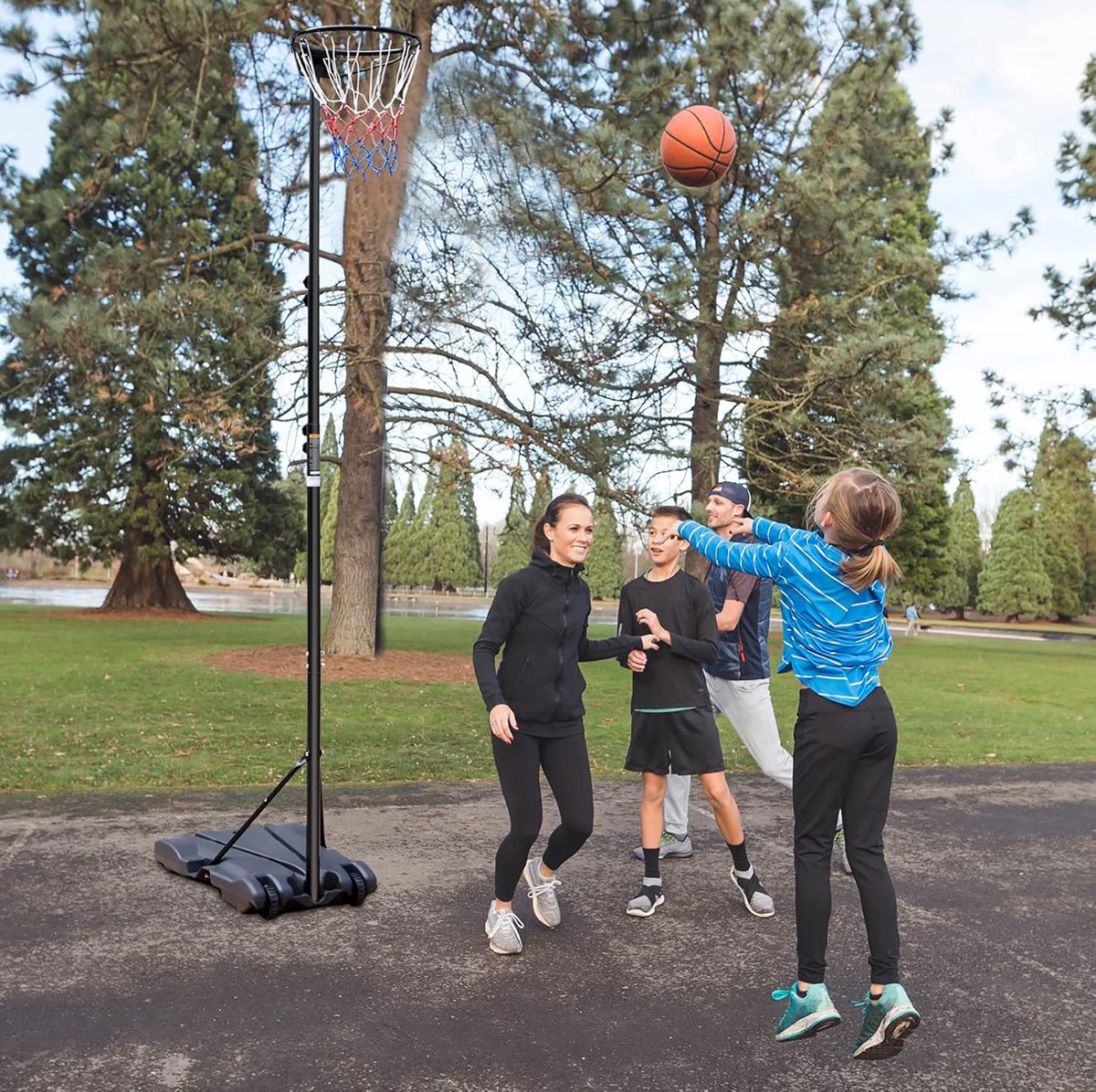 MIVRAY Basketbalstandaard – Hoogteverstelbaar 259,08 Tot 304,8 Cm – Zonder Backboard – Staal En PE Rotan – Zwart – Binnen En Buiten