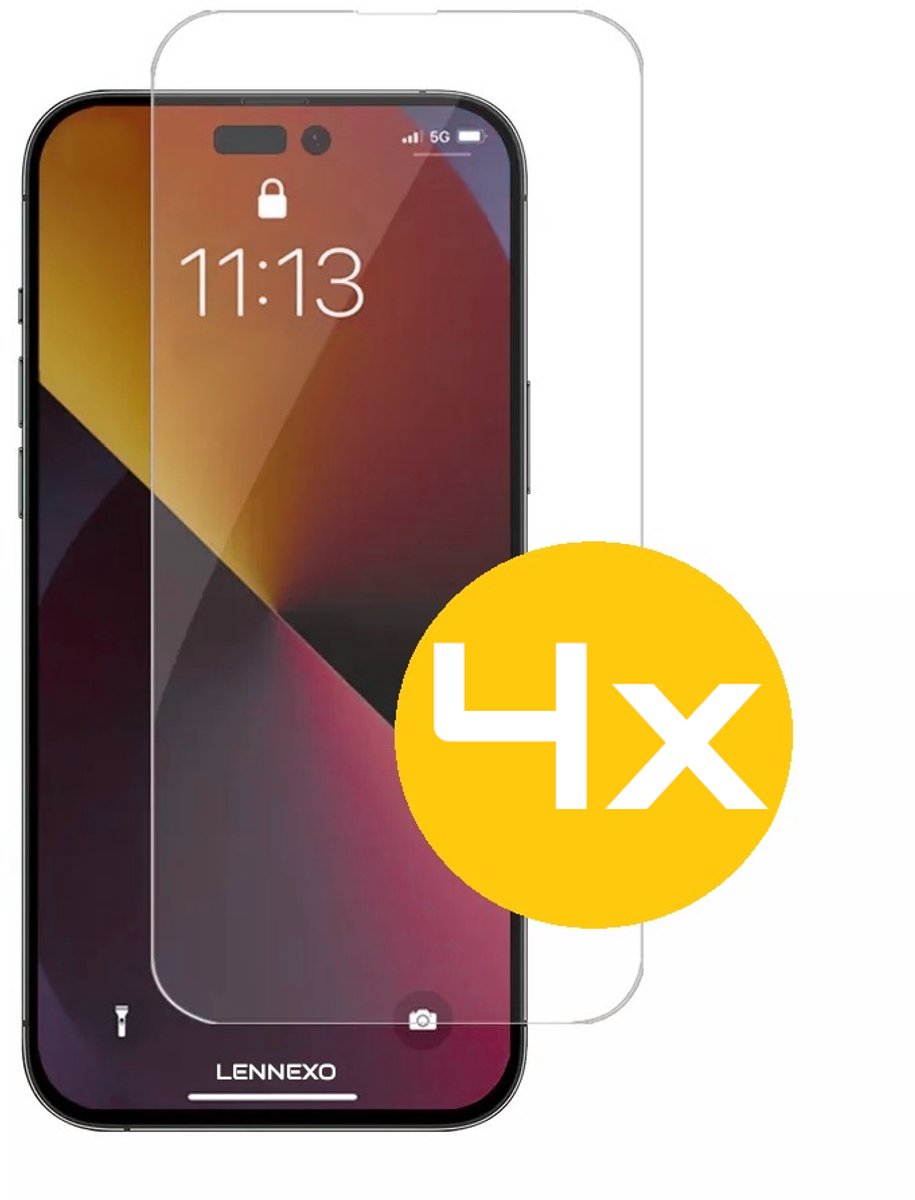 Screenprotector Geschikt Voor iPhone 14 Pro Max - Glasplaat - Tempered Glass - 4 Stuks
