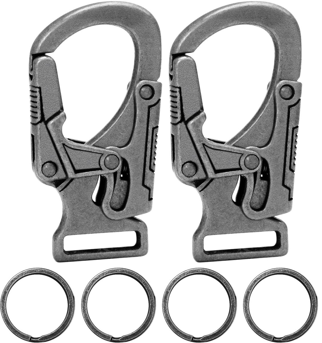 SnelShoppen - Ahiller Karabijnhaak 4,8 cm - Legering Sleutelhangerclip met 2 Sleutelhangers - Kleine Buitenhaak voor Mannen en Vrouwen - Ideaal voor C