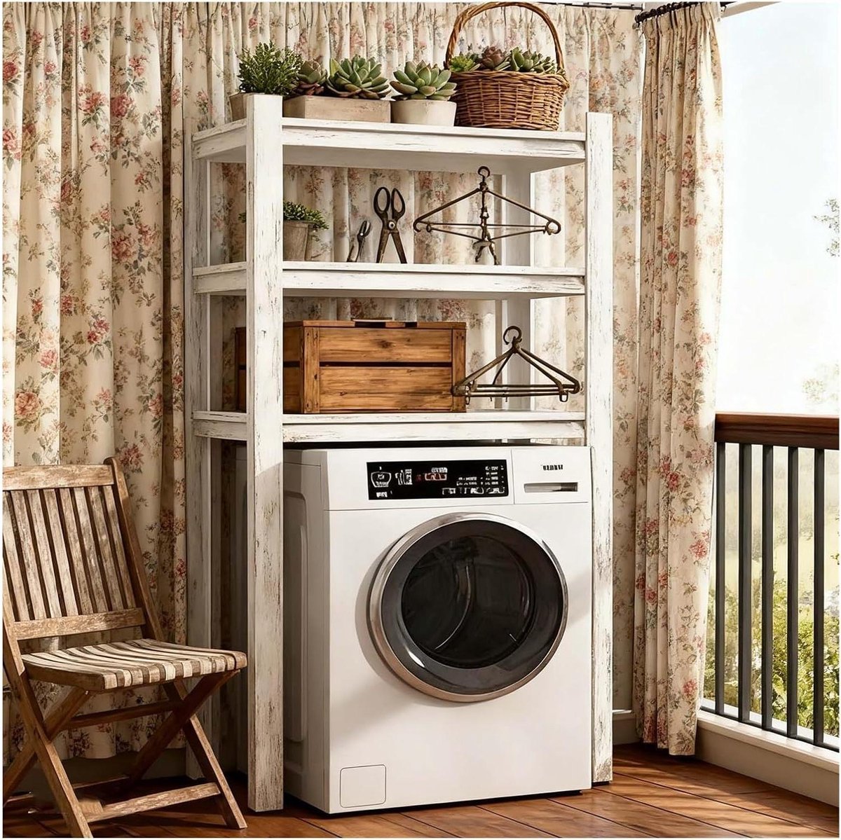 Wasmachine Opbergrek - Badkamer Toiletrek - Ruimte Ordenen - Installatie Zonder Gereedschap - L80B50 160cm - Wit
