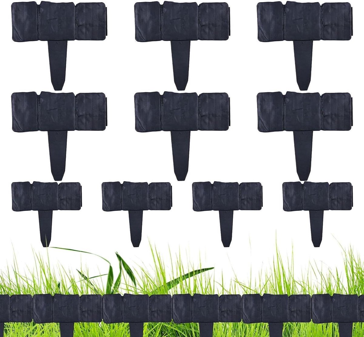Tuinborder Set - Flexibele Randen - Tuin Afscheiden - Zonder Uitgraven - 10 Stuks 25x23cm - Zwart