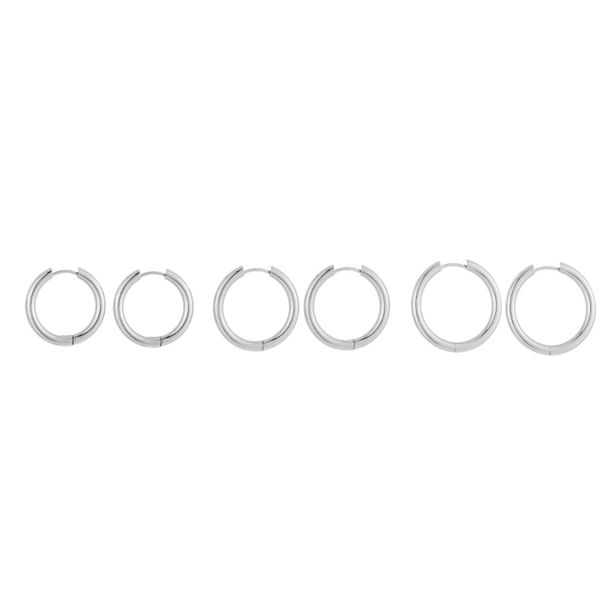 Stainless Steel Graduated Bold Chunky Hoops Set – Luxe Multi-Size Oorringen Setje – RVS - Zilver