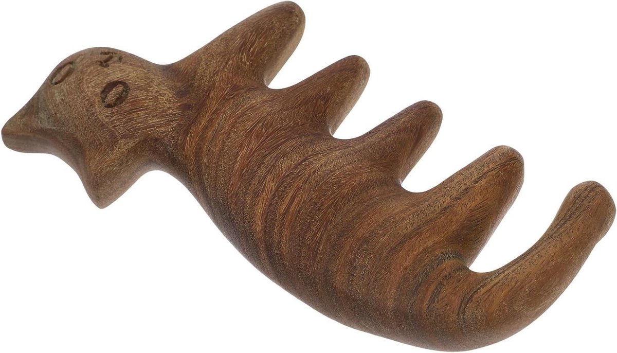 Massagekam - Hoofdmassagekam Hout - Hoofdhuid Ontspannen - Brede Kamtanden - 9.6 x 5.5 cm - Koffie