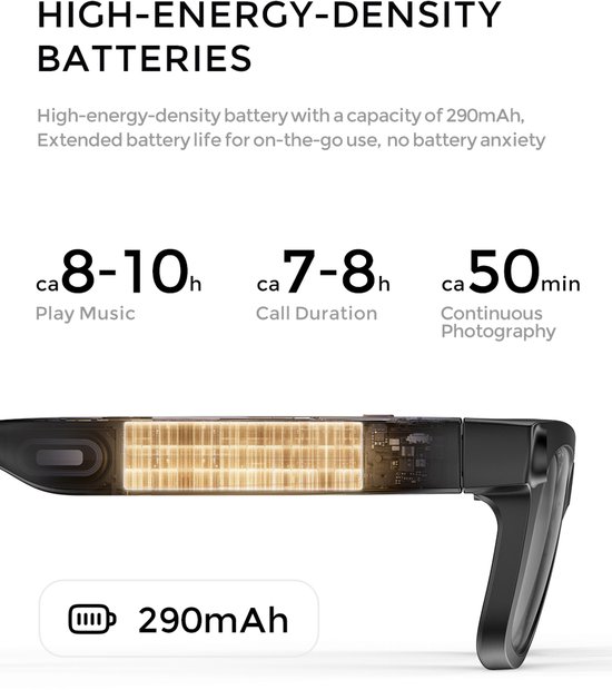 Namajunas - Smart Bril met 8MP camera - AI Glasses - 1080p Full Hd Spycam - Ai Slimme Zonnebril - 2 soorten lenzen - Bluetooth-zonnebril voor heren en dames - Video-opname en foto-opname — afbeelding 5