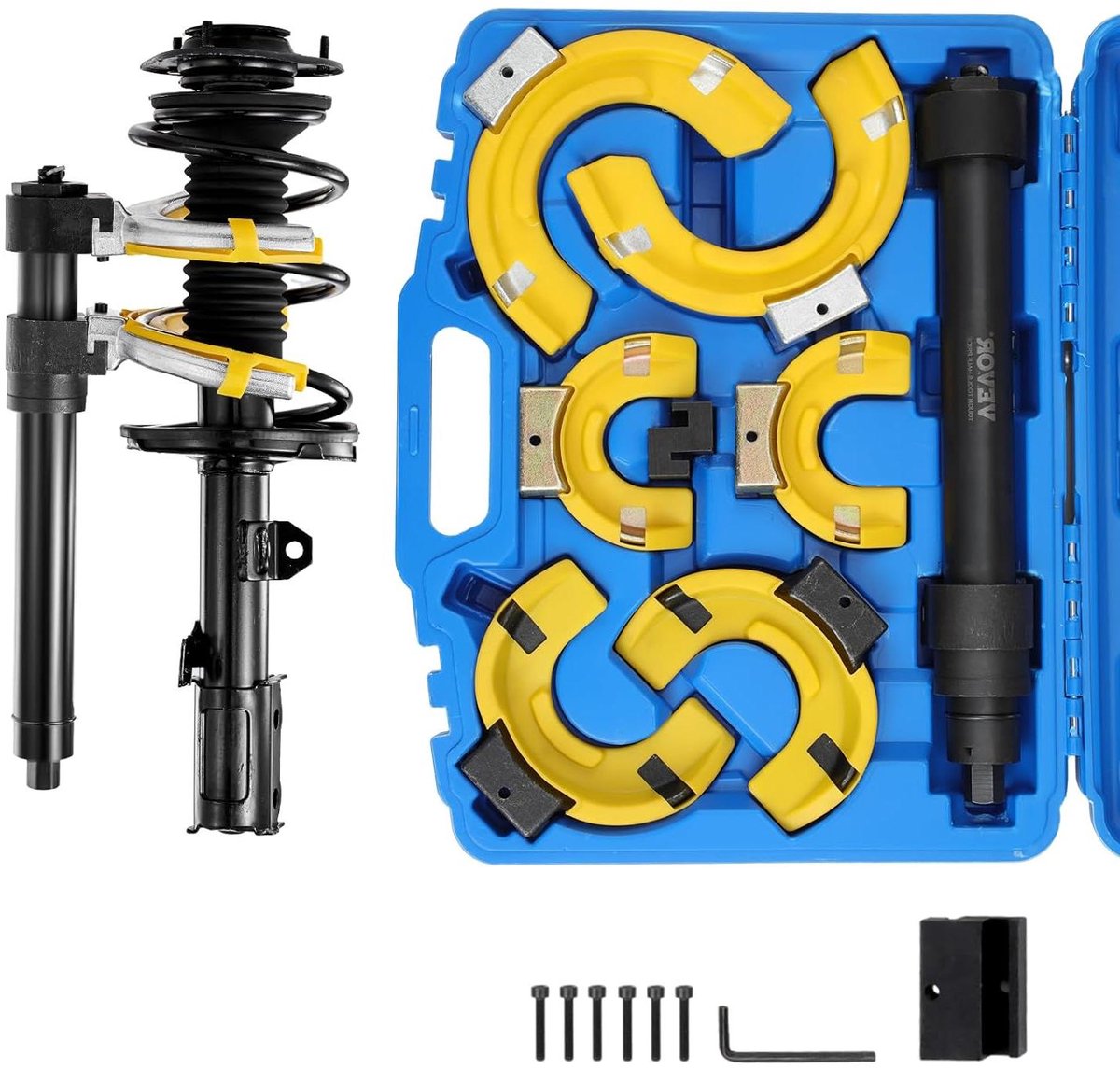 Veercompressor Set - Ophanging Tool - Onderhoud Voertuig - 4500kg Draagkracht - 22mm Universeel - Zwart