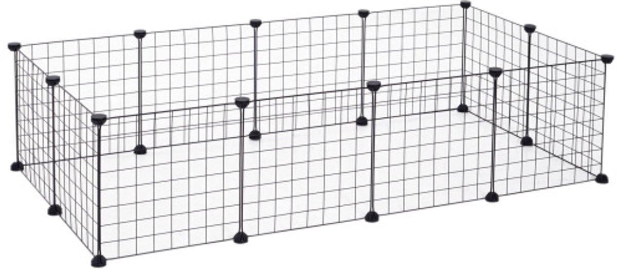 Zwart metaal kleine dierenren flexibel vrijloopverblijf 106x73x36cm gaasren voor hamsters konijnen en andere kleine huisdieren thuis