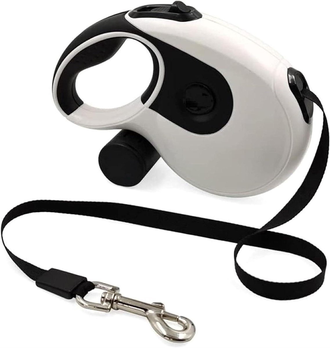 Intrekbare Hondenriem - Rollijn Honden - Vrij Wandelen - Eén Knop Slot - 5 Meter - Wit