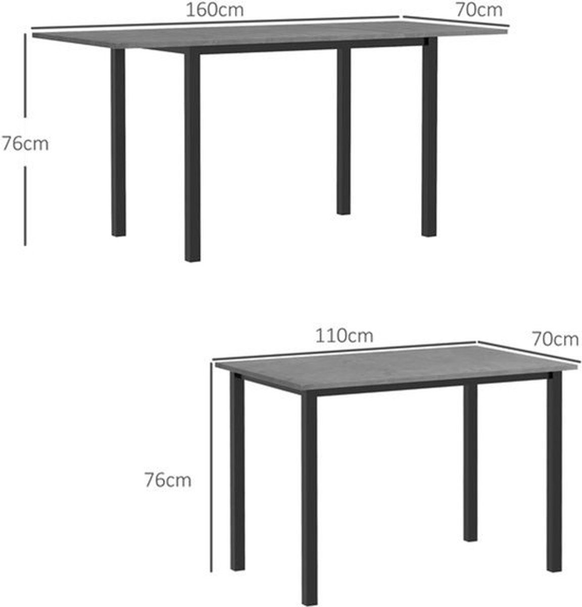 Uitklapbare Eettafel – Uitschuifbare Keukentafel – Verlengbare Tafel – Dinertafel – Woonka