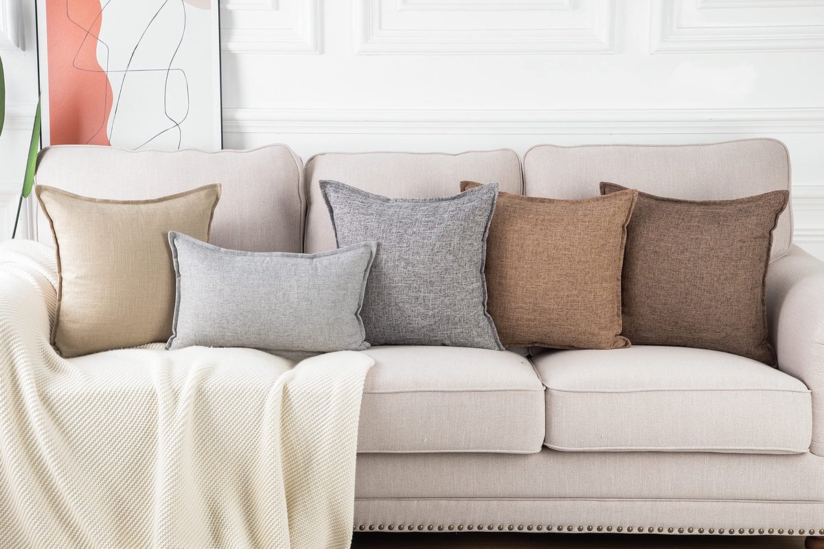 SnelShoppen - Set van 2 Grijze Imitatielinnen Kussenslopen 40x40 cm - Zachte Decoratieve Kussenhoezen voor Sofa en Slaapkamer - Ideaal voor Feest, Cam