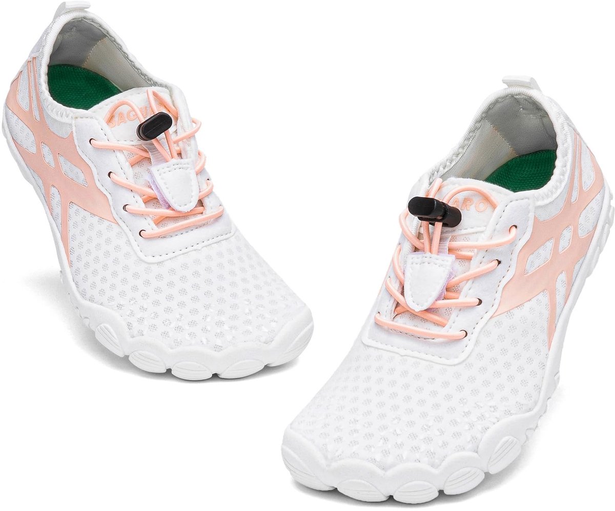 SnelShoppen - Saguaro Badschoenen Kinderen, Blote Voeten, Antislip, Sneldrogend, Lichtgewicht, Brede Teenbox, Maat 25-36, Wit, Voor Strand, Zwemmen, W