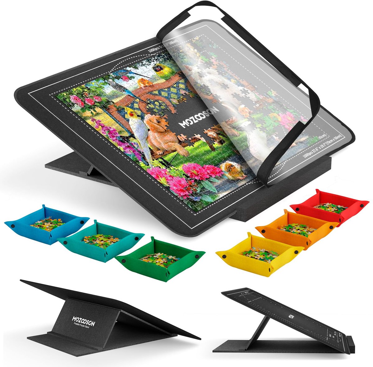 SnelShoppen - Jigsaw Puzzelbord met Verstelbare Standaard, Antislip, Lichtgewicht en Draagbaar, Voor Maximaal 1000 Puzzels, Inclusief 6 Sorteerders en