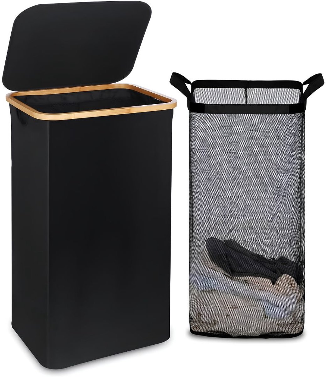 NIVA® Wasmand - Wasmanden - Wassorteerder - Zwart - 41cm x 33cm x 74cm