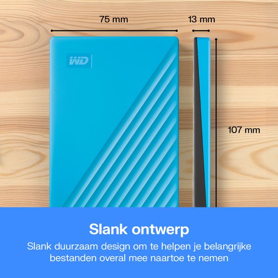 Western Digital My Passport - Externe Harde Schijf - 2 TB - Blauw van Merkloos — afbeelding 3
