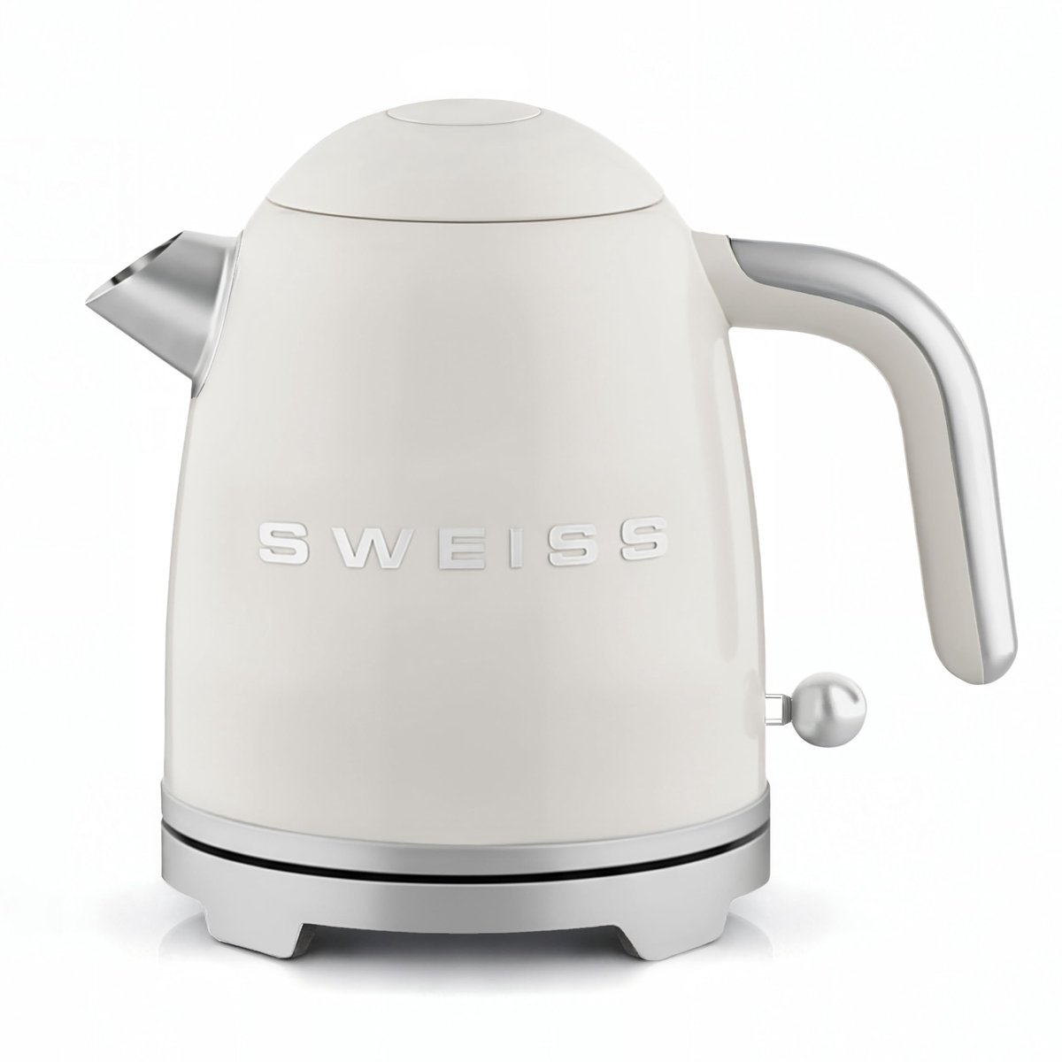 SnelShoppen - Vintage elektrische waterkoker 1L, compact roestvrij staal, 1000W, snel koken, automatische uitschakeling, 360° draaibare basis, beige,