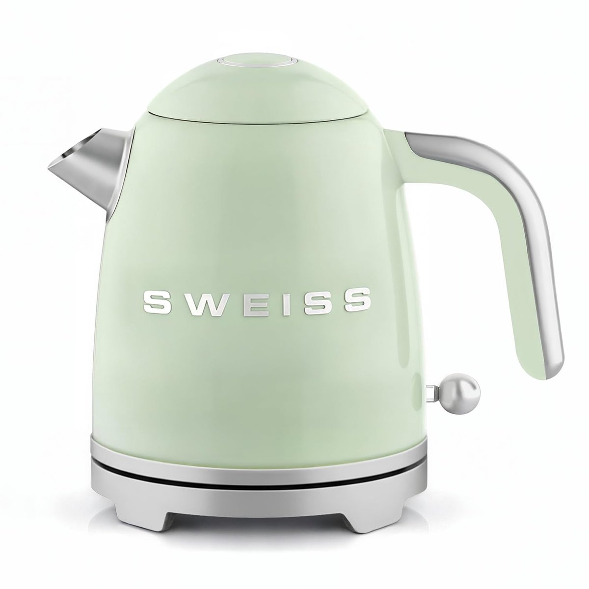 SnelShoppen - Vintage Elektrische Waterkoker 1L, Compact Roestvrij Staal, 1000W, Snel Koken, Automatische Uitschakeling, 360° Draaibare Basis, Ideaal