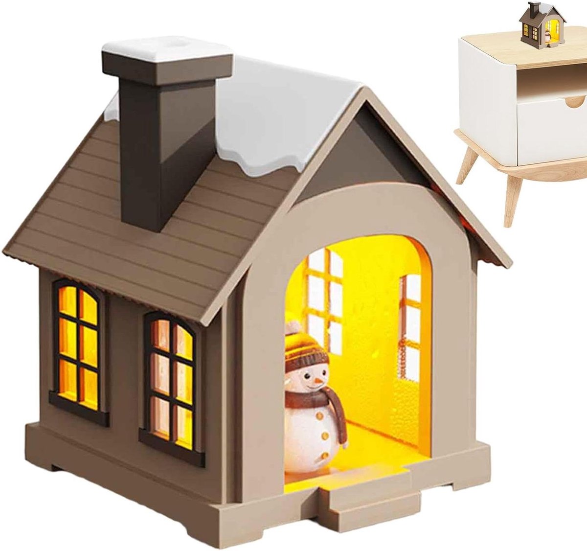 Luchtbevochtiger Huisvorm - Kamer luchtbevochtiger - Binnenklimaat verbeteren - Stille werking - 500 ml - Bruin